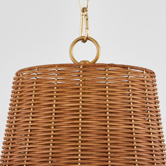 Myhouse Lighting Quorum - 8893-13-80 - Three Light Pendant - Wicker - Aged Brass