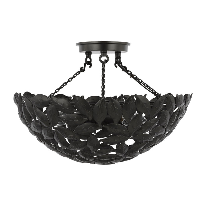 Myhouse Lighting Visual Comfort Studio - AF1173AI - Three Light Semi-Flush Mount - Kelan - Aged Iron