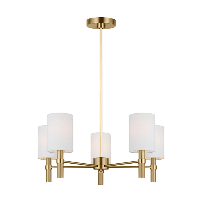 Myhouse Lighting Visual Comfort Studio - DJC1135SB - Five Light Chandelier - Manor - Satin Brass