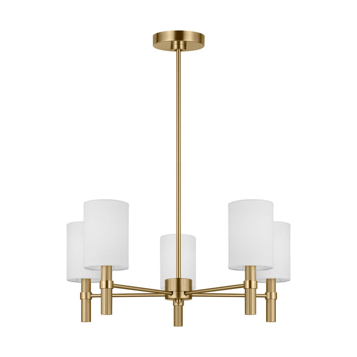 Myhouse Lighting Visual Comfort Studio - DJC1135SB - Five Light Chandelier - Manor - Satin Brass