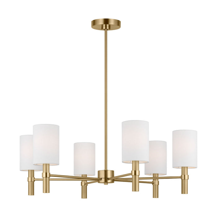 Myhouse Lighting Visual Comfort Studio - DJC1146SB - Six Light Chandelier - Manor - Satin Brass