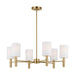 Myhouse Lighting Visual Comfort Studio - DJC1146SB - Six Light Chandelier - Manor - Satin Brass