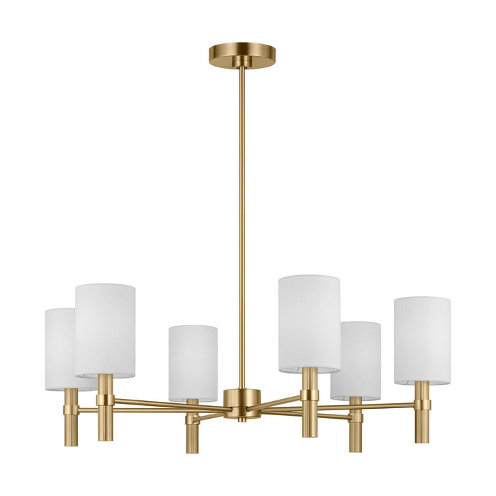 Myhouse Lighting Visual Comfort Studio - DJC1146SB - Six Light Chandelier - Manor - Satin Brass