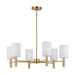 Myhouse Lighting Visual Comfort Studio - DJC1146SB - Six Light Chandelier - Manor - Satin Brass