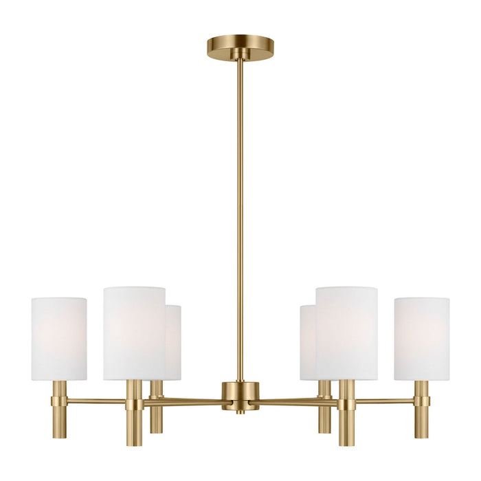 Myhouse Lighting Visual Comfort Studio - DJC1146SB - Six Light Chandelier - Manor - Satin Brass