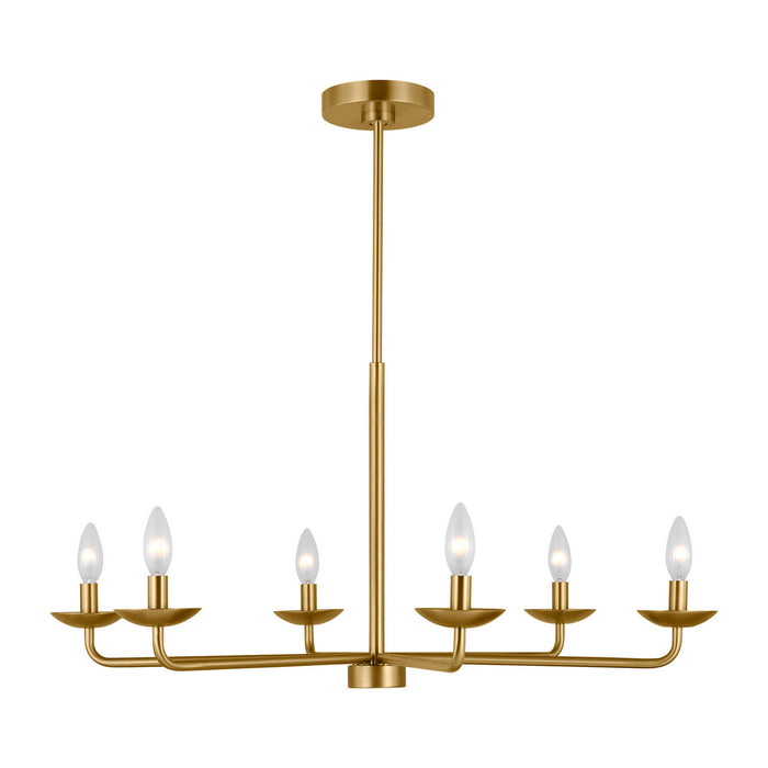 Myhouse Lighting Visual Comfort Studio - DJC1186SB - Six Light Chandelier - Albion - Satin Brass