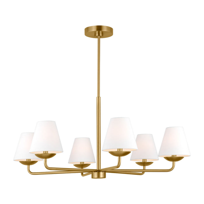 Myhouse Lighting Visual Comfort Studio - DJC1186SB - Six Light Chandelier - Albion - Satin Brass