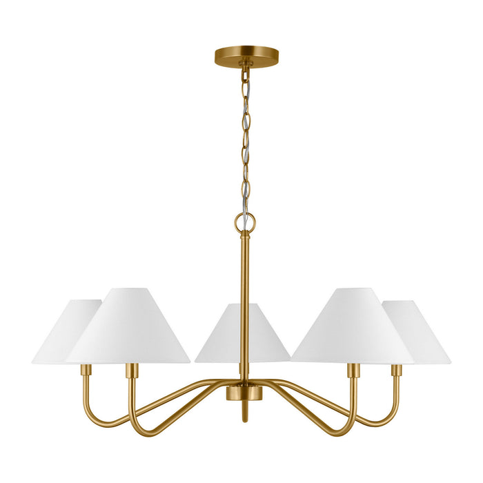Myhouse Lighting Visual Comfort Studio - DJC1205SB - Five Light Chandelier - Eldon - Satin Brass
