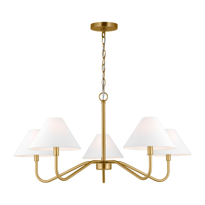 Myhouse Lighting Visual Comfort Studio - DJC1205SB - Five Light Chandelier - Eldon - Satin Brass