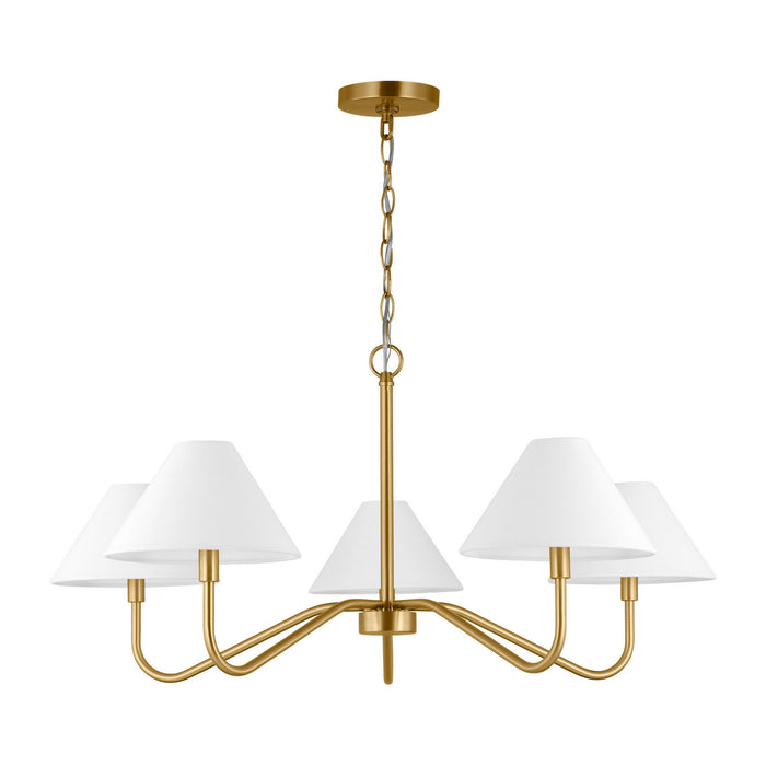 Myhouse Lighting Visual Comfort Studio - DJC1205SB - Five Light Chandelier - Eldon - Satin Brass