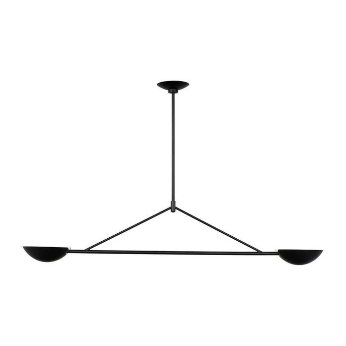 Myhouse Lighting Visual Comfort Studio - EC1292AI - Two Light Linear Chandelier - Nevel - Aged Iron