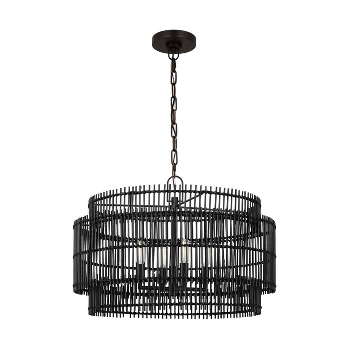 Myhouse Lighting Visual Comfort Studio - EP1394AI - Four Light Pendant - Elio - Aged Iron