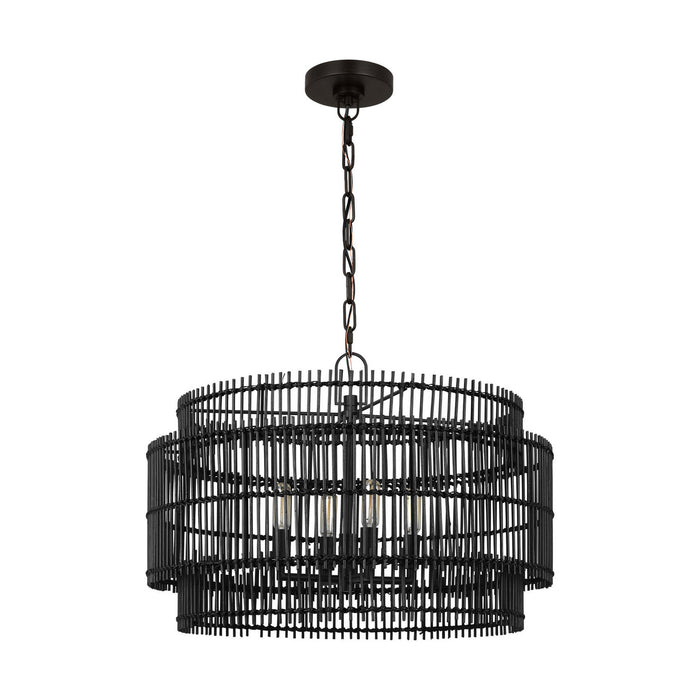 Myhouse Lighting Visual Comfort Studio - EP1394AI - Four Light Pendant - Elio - Aged Iron