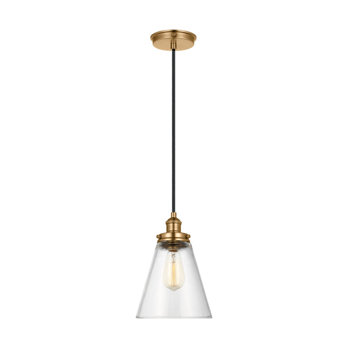 Myhouse Lighting Visual Comfort Studio - P1347SB - One Light Pendant - Baskin - Satin Brass
