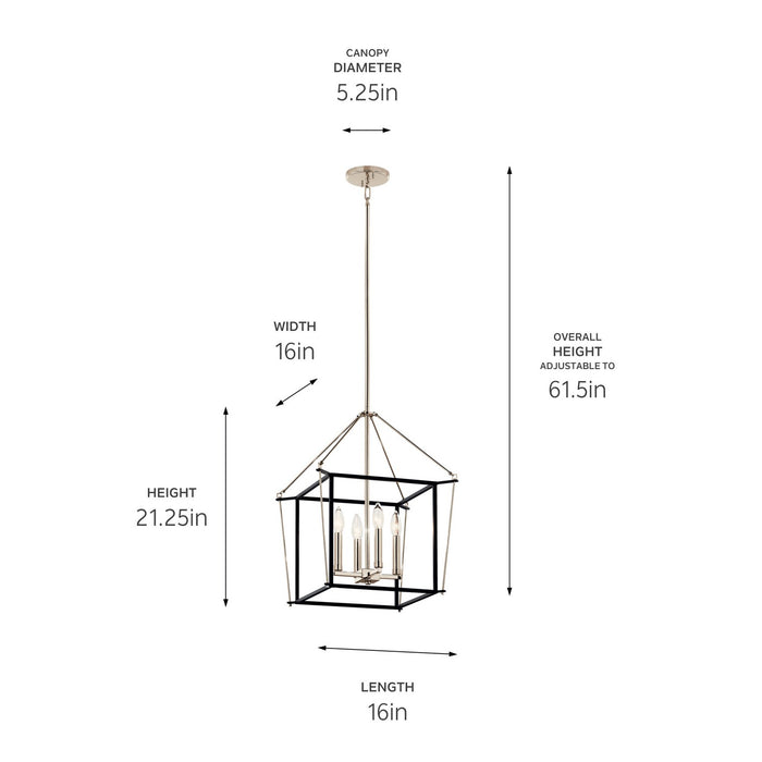 Myhouse Lighting Kichler - 52626PN - Four Light Foyer Pendant - Eisley - Polished Nickel