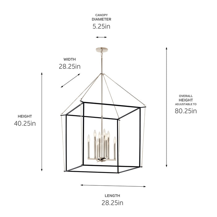 Myhouse Lighting Kichler - 52628PN - Eight Light Foyer Pendant - Eisley - Polished Nickel