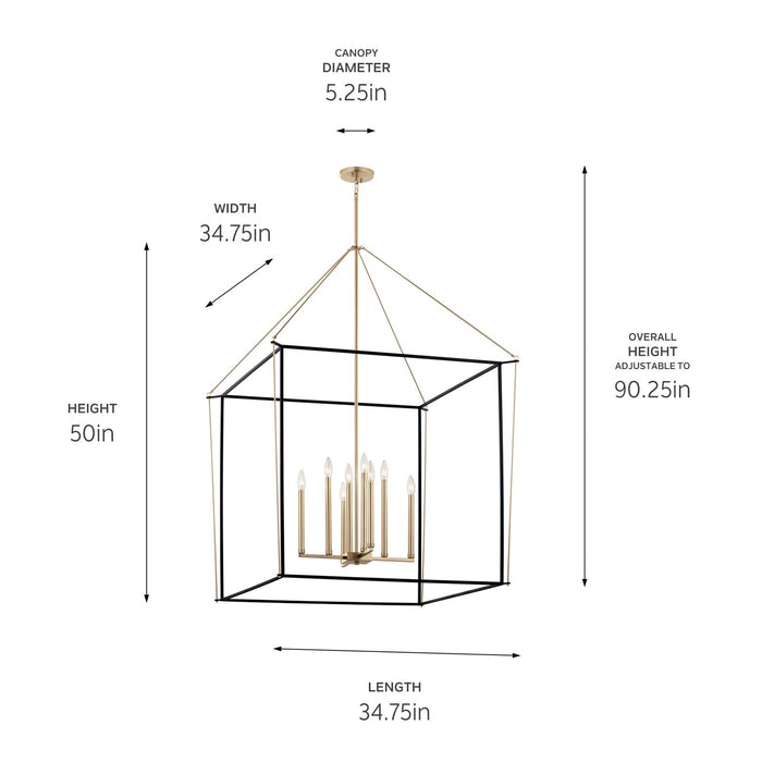 Myhouse Lighting Kichler - 52629CPZ - Eight Light Foyer Pendant - Eisley - Champagne Bronze