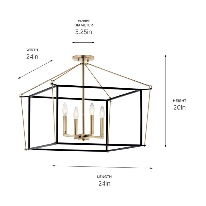 Myhouse Lighting Kichler - 52632CPZ - Four Light Semi Flush Mount - Eisley - Champagne Bronze