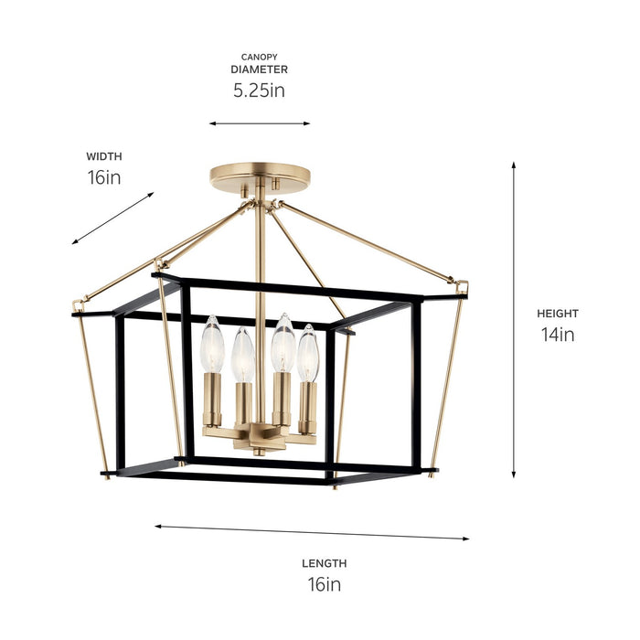 Myhouse Lighting Kichler - 52633CPZ - Four Light Semi Flush Mount - Eisley - Champagne Bronze