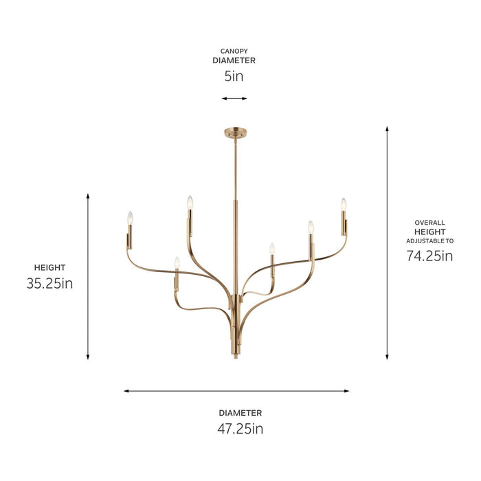 Myhouse Lighting Kichler - 52674CPZ - Six Light Chandelier - Livadia - Champagne Bronze