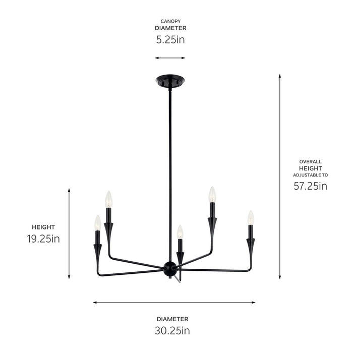 Myhouse Lighting Kichler - 52689BK - Five Light Chandelier - Alvaro - Black