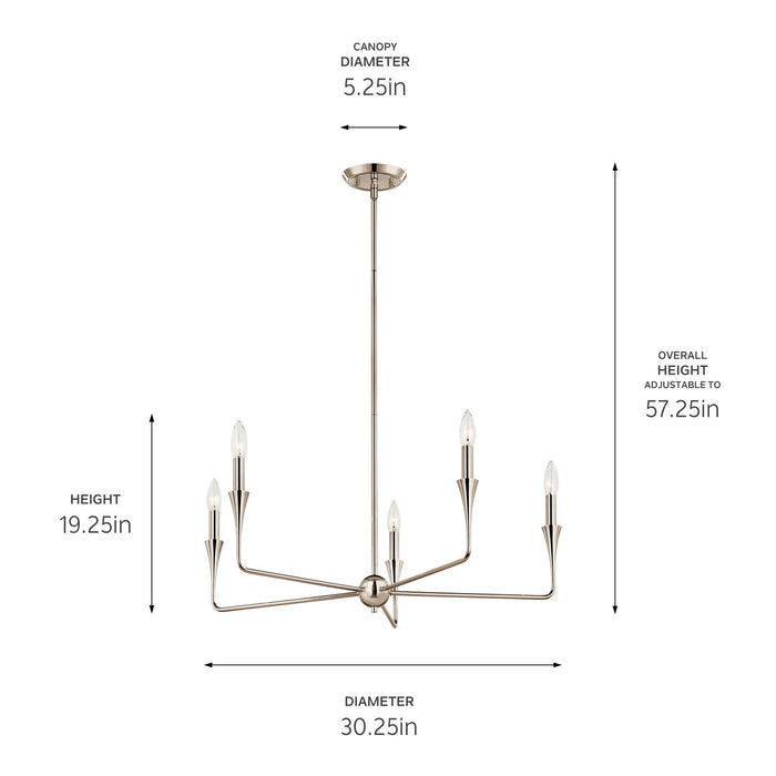 Myhouse Lighting Kichler - 52689PN - Five Light Chandelier - Alvaro - Polished Nickel