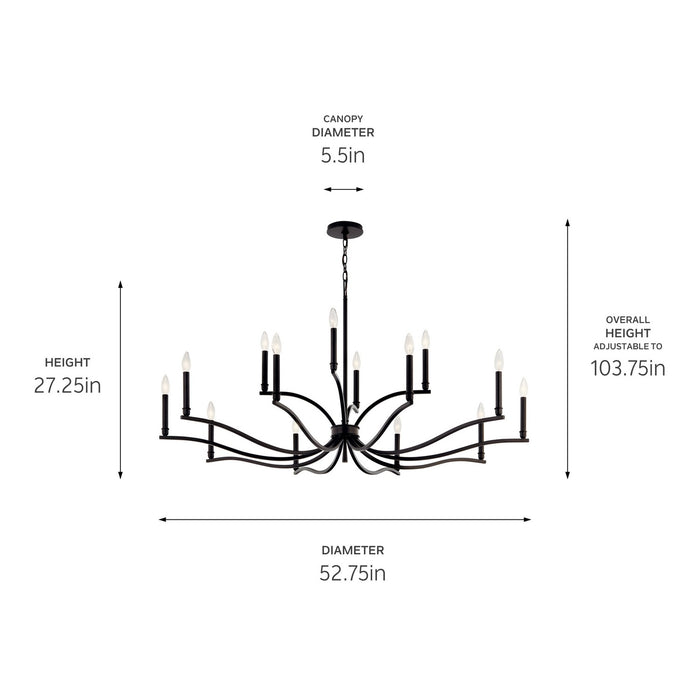 Myhouse Lighting Kichler - 52698BK - 14 Light Chandelier - Malene - Black