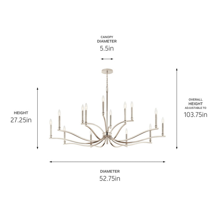 Myhouse Lighting Kichler - 52698PN - 14 Light Chandelier - Malene - Polished Nickel