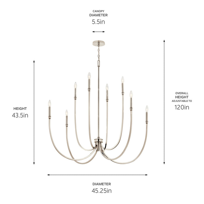 Myhouse Lighting Kichler - 52699PN - Eight Light Foyer Chandelier - Malene - Polished Nickel