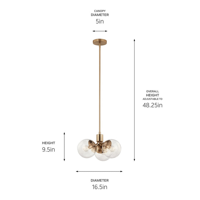 Myhouse Lighting Kichler - 52700CPZCLR - Three Light Chandelier - Silvarious - Champagne Bronze