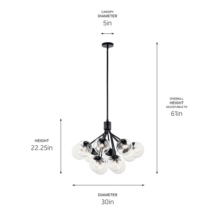 Myhouse Lighting Kichler - 52701BKCLR - 12 Light Chandelier Convertible - Silvarious - Black