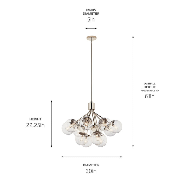 Myhouse Lighting Kichler - 52701PNCLR - 12 Light Chandelier Convertible - Silvarious - Polished Nickel