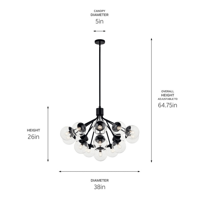 Myhouse Lighting Kichler - 52702BKCLR - 16 Light Chandelier Convertible - Silvarious - Black