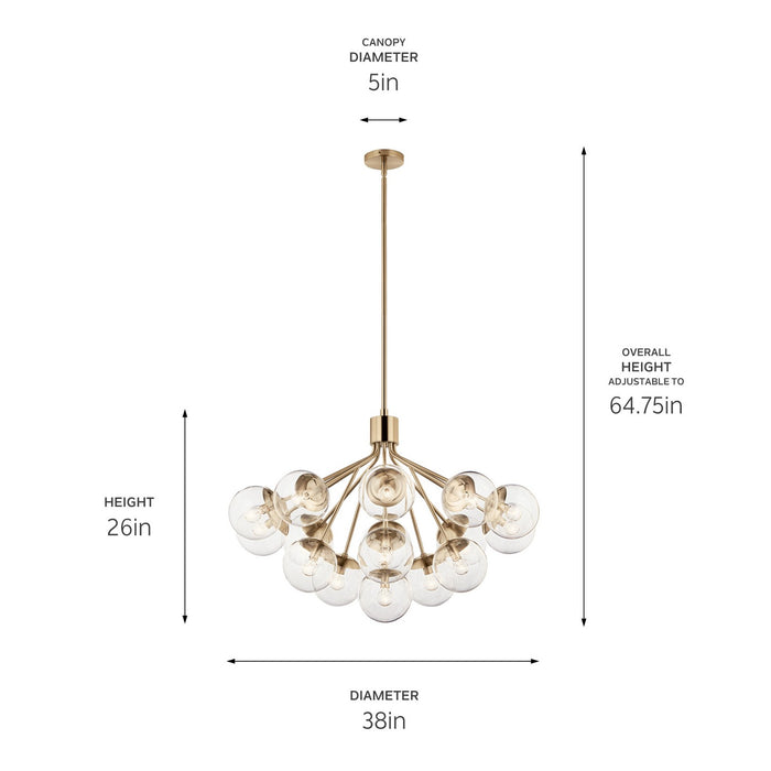 Myhouse Lighting Kichler - 52702CPZCLR - 16 Light Chandelier Convertible - Silvarious - Champagne Bronze