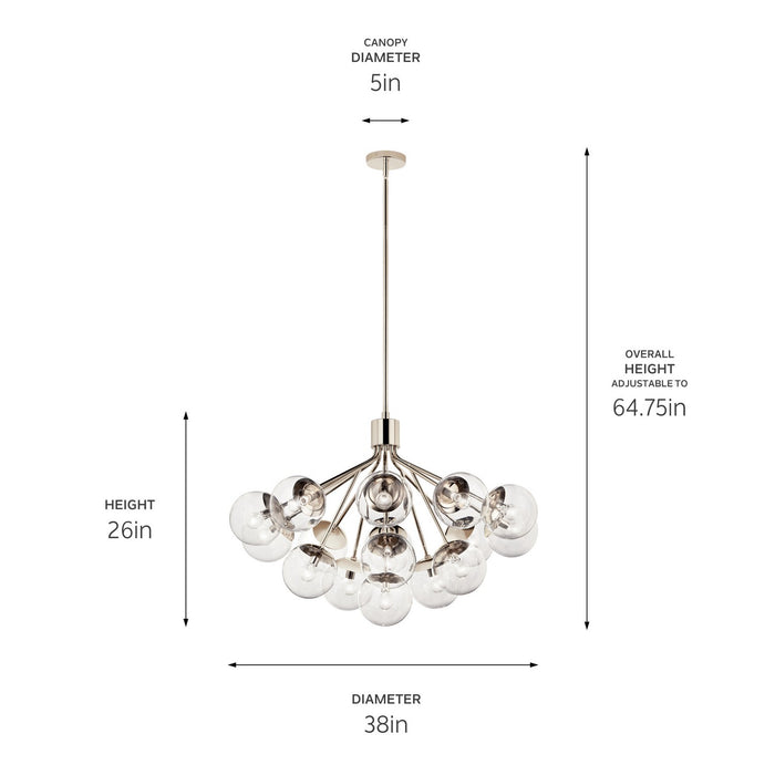 Myhouse Lighting Kichler - 52702PNCLR - 16 Light Chandelier Convertible - Silvarious - Polished Nickel