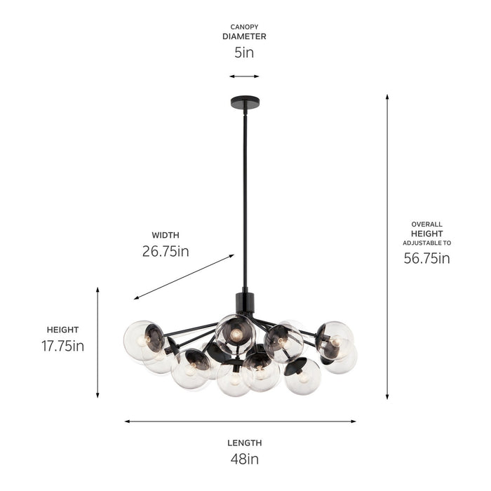 Myhouse Lighting Kichler - 52703BKCLR - 12 Light Linear Chandelier Convertible - Silvarious - Black