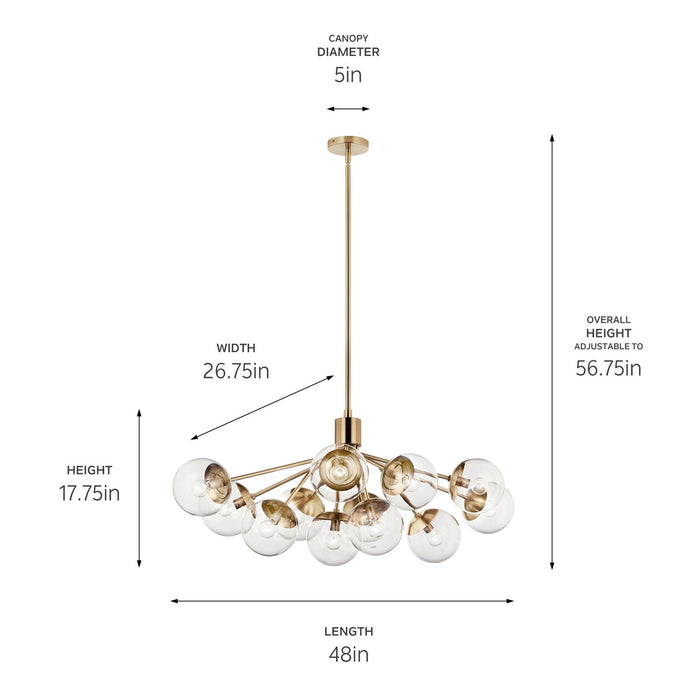 Myhouse Lighting Kichler - 52703CPZCLR - 12 Light Linear Chandelier Convertible - Silvarious - Champagne Bronze