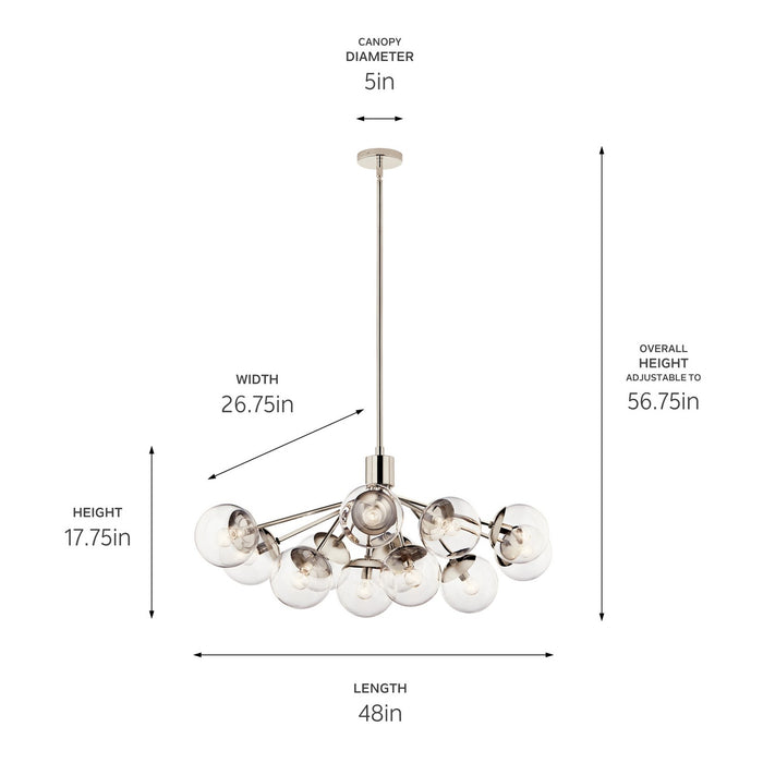 Myhouse Lighting Kichler - 52703PNCLR - 12 Light Linear Chandelier Convertible - Silvarious - Polished Nickel