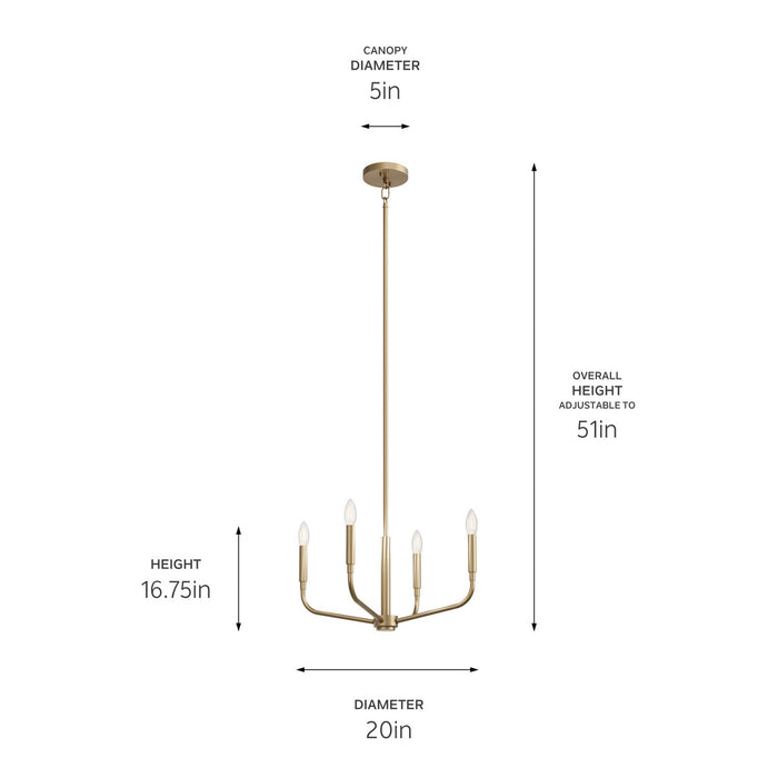 Myhouse Lighting Kichler - 52716CPZ - Four Light Chandelier/Semi Flush Mount - Madden - Champagne Bronze