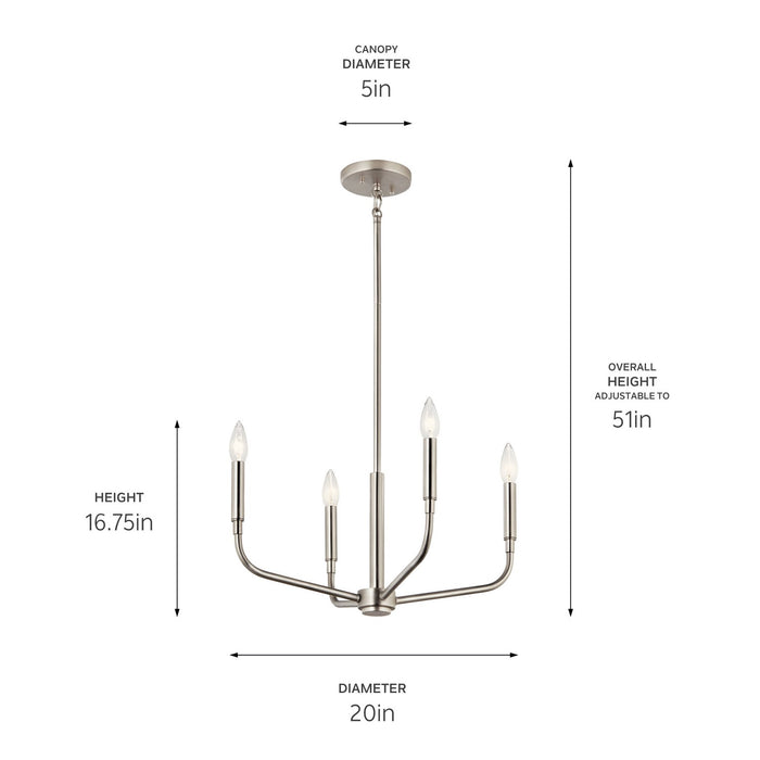 Myhouse Lighting Kichler - 52716NI - Four Light Chandelier/Semi Flush Mount - Madden - Brushed Nickel