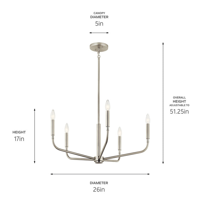 Myhouse Lighting Kichler - 52717NI - Five Light Chandelier - Madden - Brushed Nickel