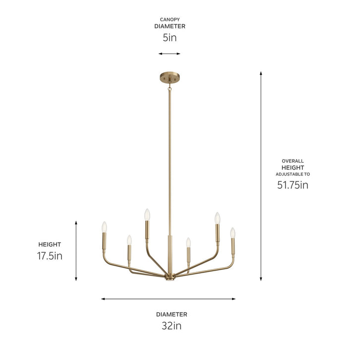 Myhouse Lighting Kichler - 52718CPZ - Six Light Chandelier - Madden - Champagne Bronze