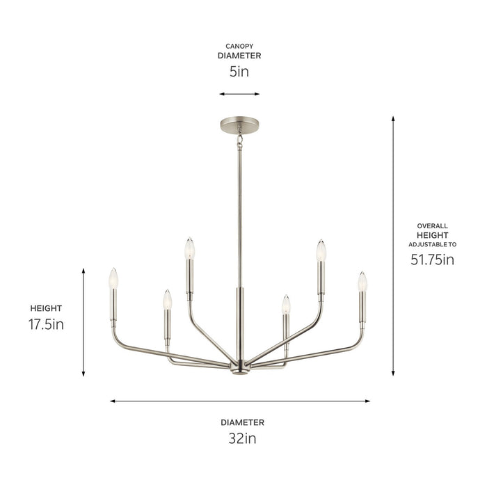 Myhouse Lighting Kichler - 52718NI - Six Light Chandelier - Madden - Brushed Nickel