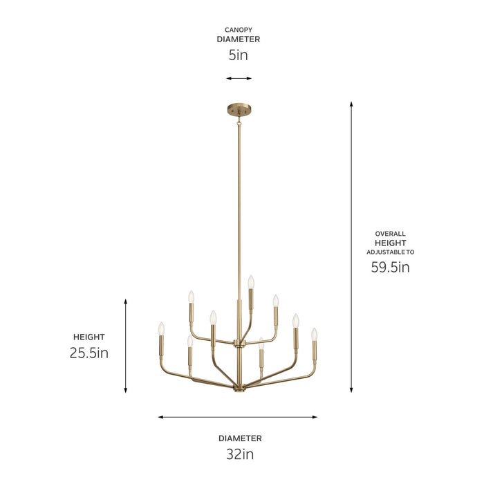 Myhouse Lighting Kichler - 52720CPZ - Nine Light Chandelier - Madden - Champagne Bronze