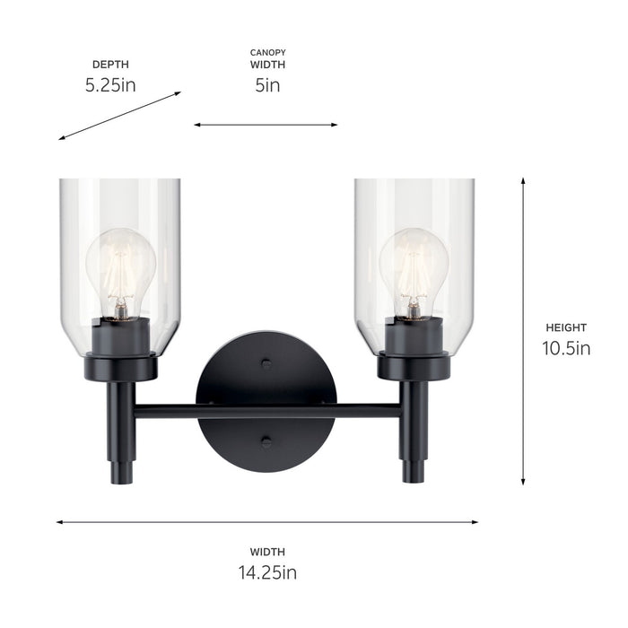 Myhouse Lighting Kichler - 55184BK - Two Light Vanity - Madden - Black