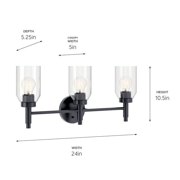 Myhouse Lighting Kichler - 55185BK - Three Light Vanity - Madden - Black