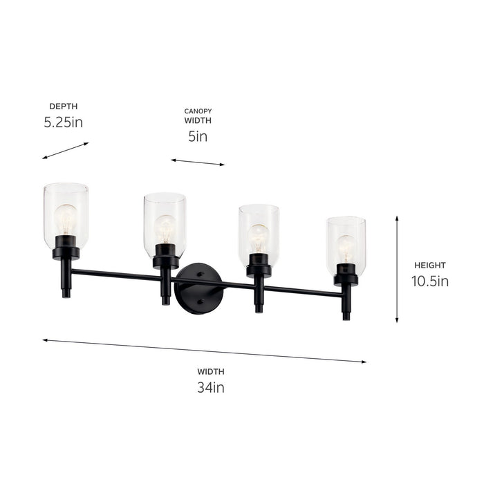 Myhouse Lighting Kichler - 55186BK - Four Light Vanity - Madden - Black