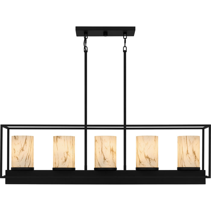 Myhouse Lighting Quoizel - BET542MBK - Five Light Linear Chandelier - Bentley - Matte Black