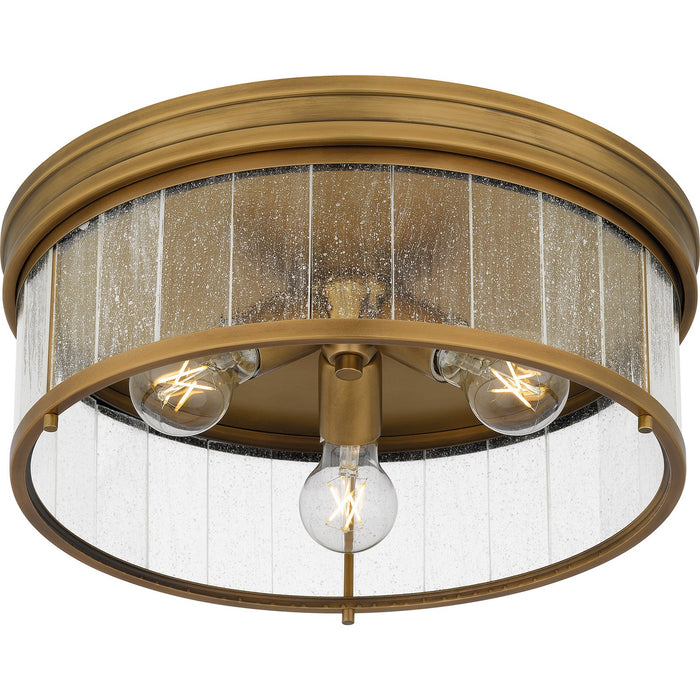 Myhouse Lighting Quoizel - QFL6743WS - Three Light Flush Mount - Quoizel Flush Mount - Weathered Brass