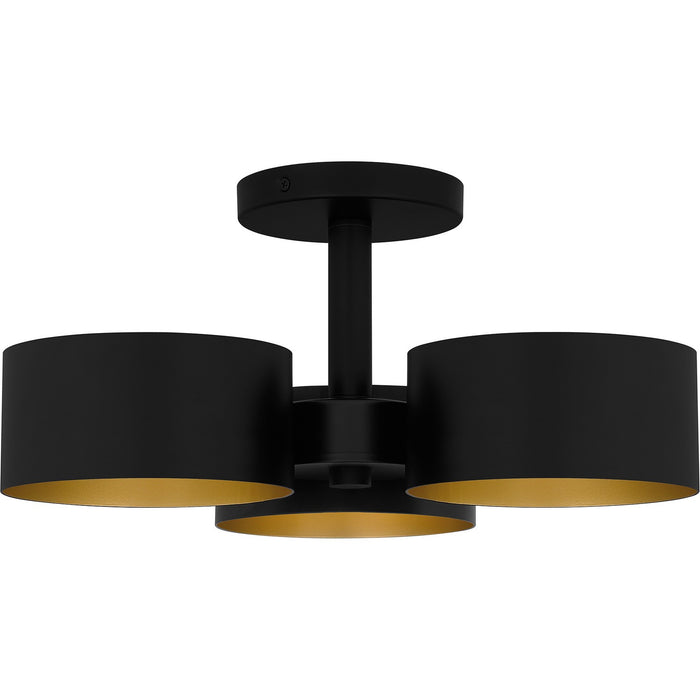 Myhouse Lighting Quoizel - QSF6745MBK - Three Light Semi Flush Mount - Quoizel Semi-Flush Mount - Matte Black